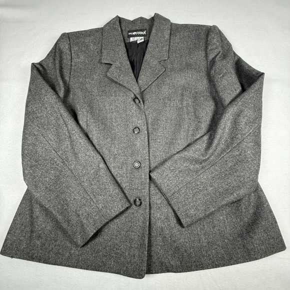 Sag Harbor Petite Blazer Gray Wool Blend Career Jacket / Blazer Womens 16P - Picture 1 of 9